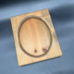 Vintage Wooden Picture Frame Oval Cutout Handmade Rustic Wall Hanging Retro